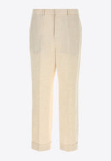 Valentino Linen Straight Pants Ivory 6V3RBM25AKR A03