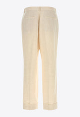 Valentino Linen Straight Pants Ivory 6V3RBM25AKR A03