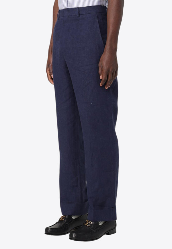 Valentino Linen Straight Pants Blue 6V3RBM25AKR D51