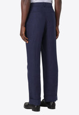 Valentino Linen Straight Pants Blue 6V3RBM25AKR D51