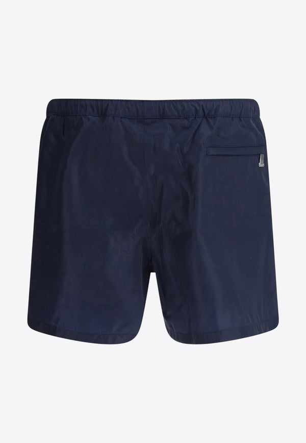 Valentino Chez Logo Patch Swim Shorts Navy 6V3UHA286FN B01