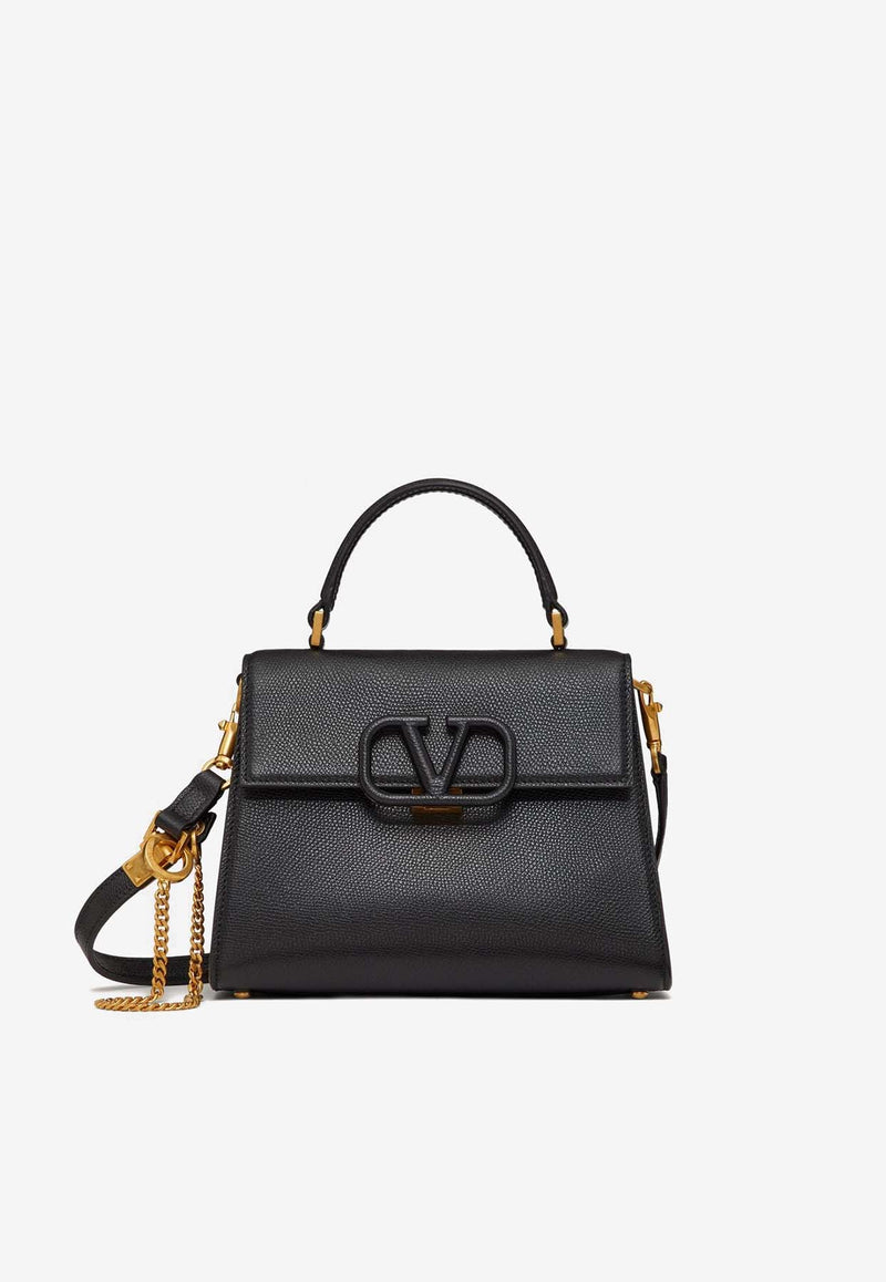 Valentino Small VSLING Grained Leather Top Handle Bag Black 6W2B0F53KGW 0NO