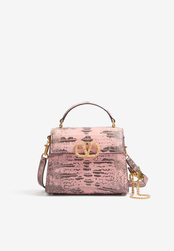 Valentino Mini VSLING Lizard-Embossed Top Handle Bag Pink 6W2B0G97SLH R6B