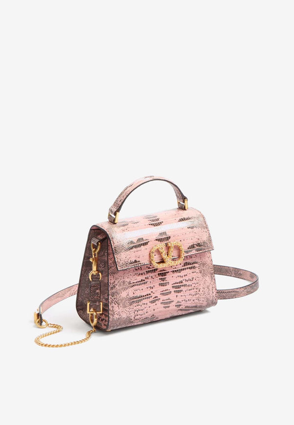 Valentino Mini VSLING Lizard-Embossed Top Handle Bag Pink 6W2B0G97SLH R6B