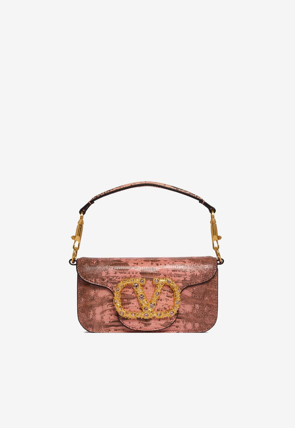 Valentino Small Locò Lizard-Embossed Top Handle Bag Pink 6W2B0K53SLH R6B