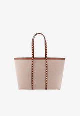 Valentino Rockstud Canvas Tote Bag Beige 6W2B0R04QCE_RDV