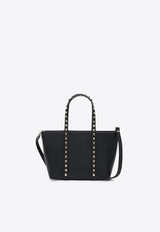 Valentino Mini Rockstud Leather Tote Bag  Black 6W2B0R05VSF/Q_VALE-0NO