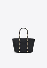 Valentino Mini Rockstud Leather Tote Bag  Black 6W2B0R05VSF/Q_VALE-0NO