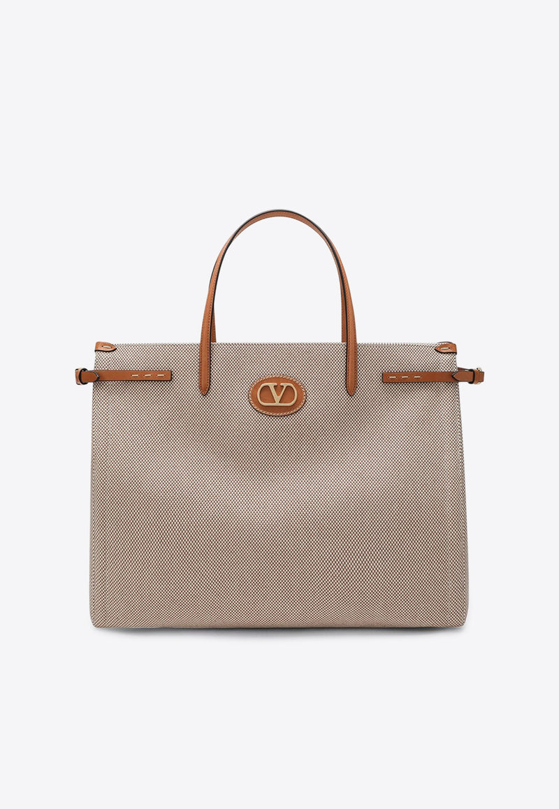 Valentino Medium Antibes Canvas Tote Bag Natural 6W2B0R18EZT/Q_VALE-R2H