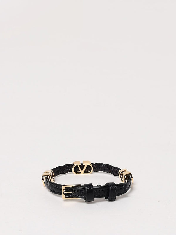 Valentino VLogo Braided Leather Bracelet Black 6W2J0X71PRH 0NO