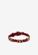 Valentino VLogo Leather Braided Bracelet Red 6W2J0X71PRH 0RO