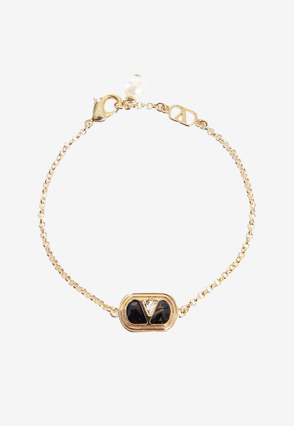 Valentino Enameled VLogo Chain-Link Bracelet Gold 6W2J0X89NBS RFR