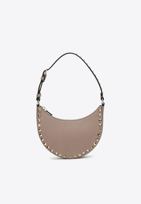 Valentino Mini Rockstud Grained Leather Hobo Bag  Beige 6W2P0AI7VSH/Q_VALE-P45