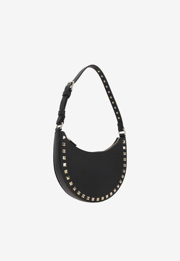 Valentino Mini Rockstud Grained Leather Hobo Bag Black 6W2P0AI7VSH 0NO