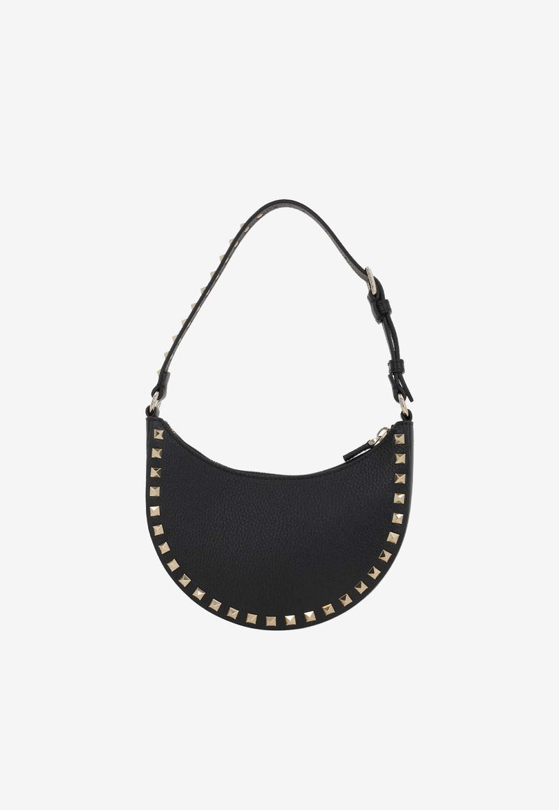 Valentino Mini Rockstud Grained Leather Hobo Bag Black 6W2P0AI7VSH 0NO