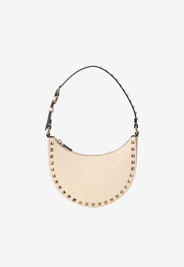 Valentino Mini Rockstud Grained Leather Hobo Bag Ivory 6W2P0AI7VSH I16