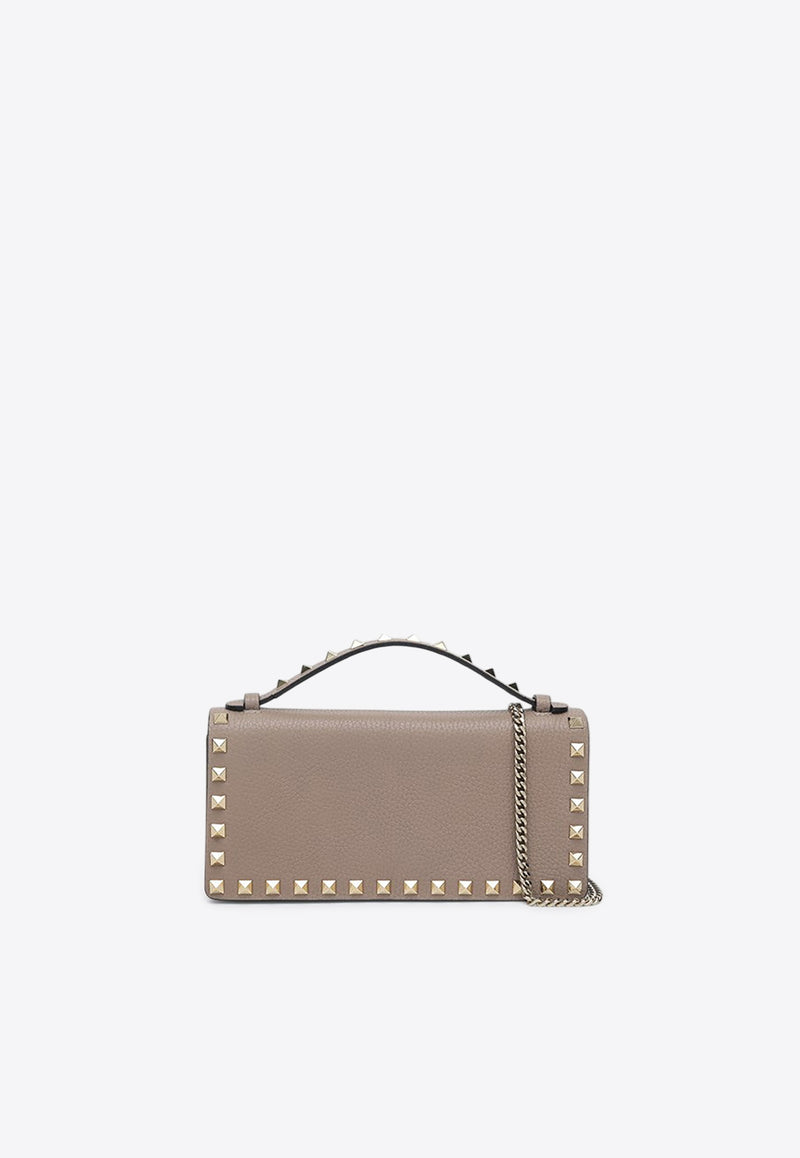 Valentino Rockstud Leather Chain Clutch Blush 6W2P0AK2VSH/Q_VALE-P45