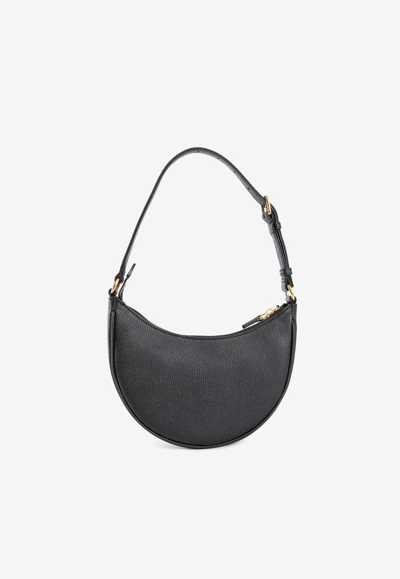 Valentino Mini VLogo Grained Leather Hobo Bag Black 6W2P0AK3SNP 0NO