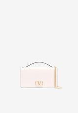 Valentino VLogo Signature Grained Leather Chain Clutch Ivory 6W2P0W42SNP I16