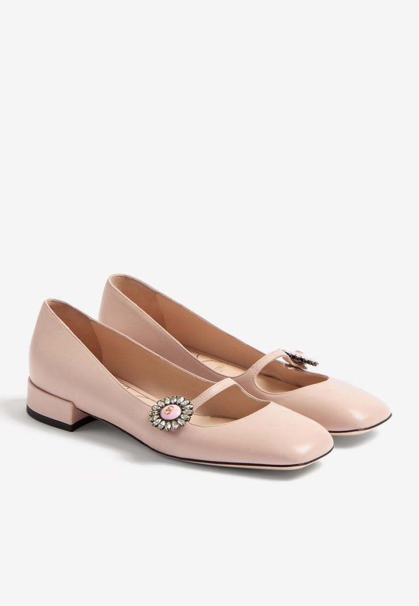 Valentino Preshoes Mary-Jane Leather Ballet Flats Pink 6W2S0LL7DHS D3Y