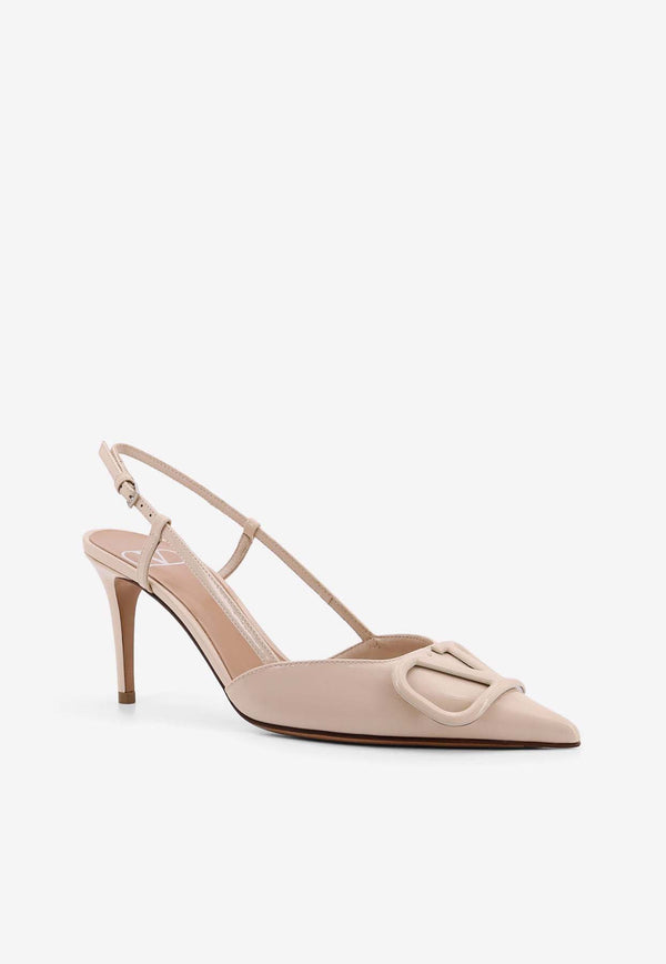 Valentino VLogo 80 Patent Leather Slingback Pumps Beige 6W2S0R01TMK_I16