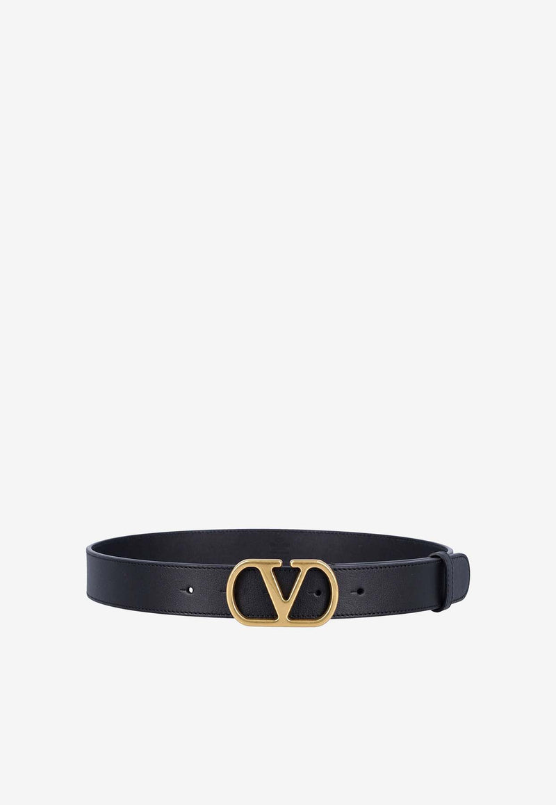 Valentino VLogo Signature Leather Belt Black 6W2T0SM3IYR 0NO