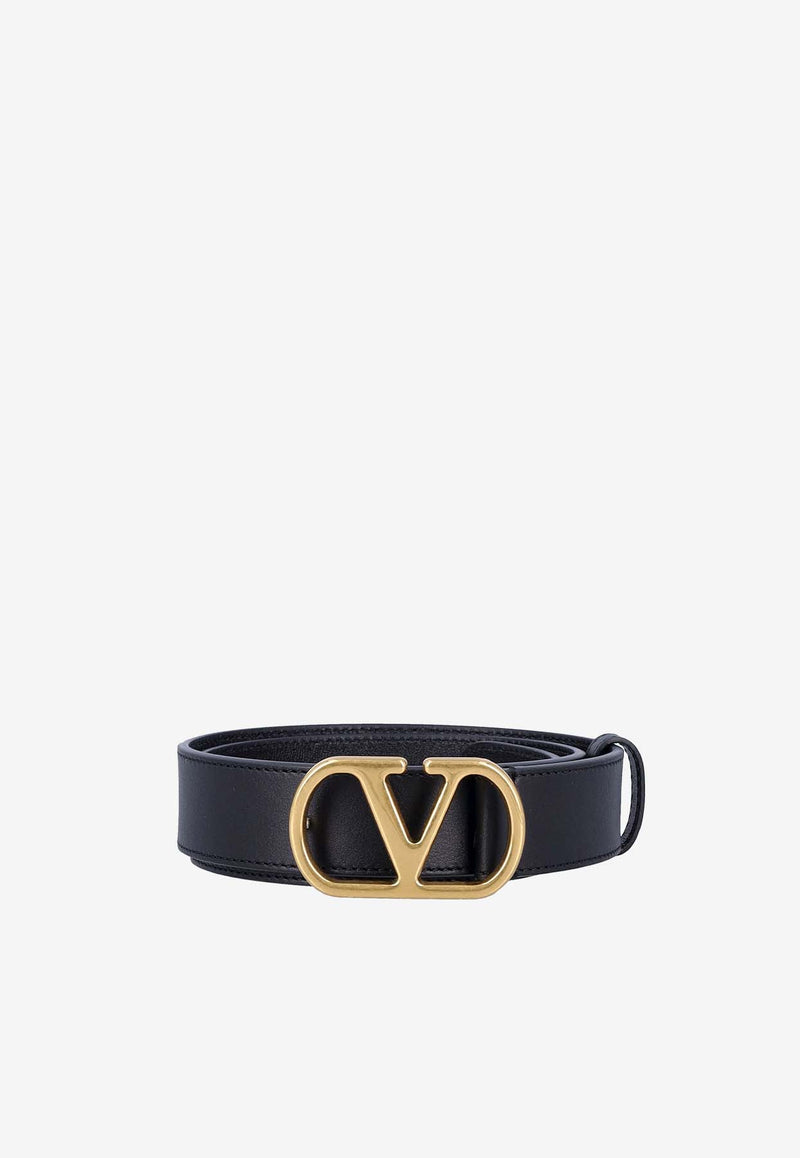 Valentino VLogo Signature Leather Belt Black 6W2T0SM3IYR 0NO