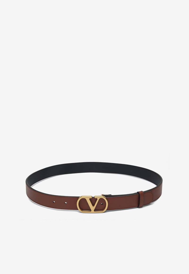 Valentino VLogo Signature Leather Belt Brown 6W2T0SM3IYR WU2