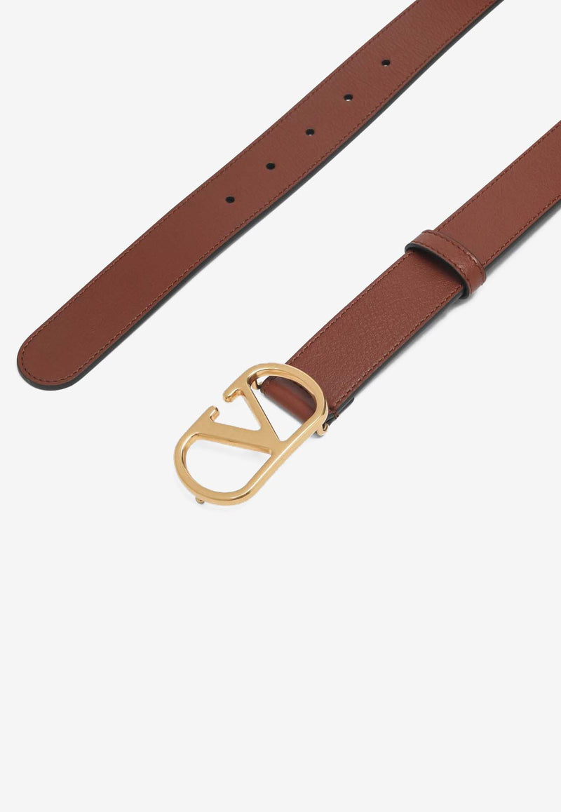 Valentino VLogo Signature Leather Belt Brown 6W2T0SM3IYR WU2