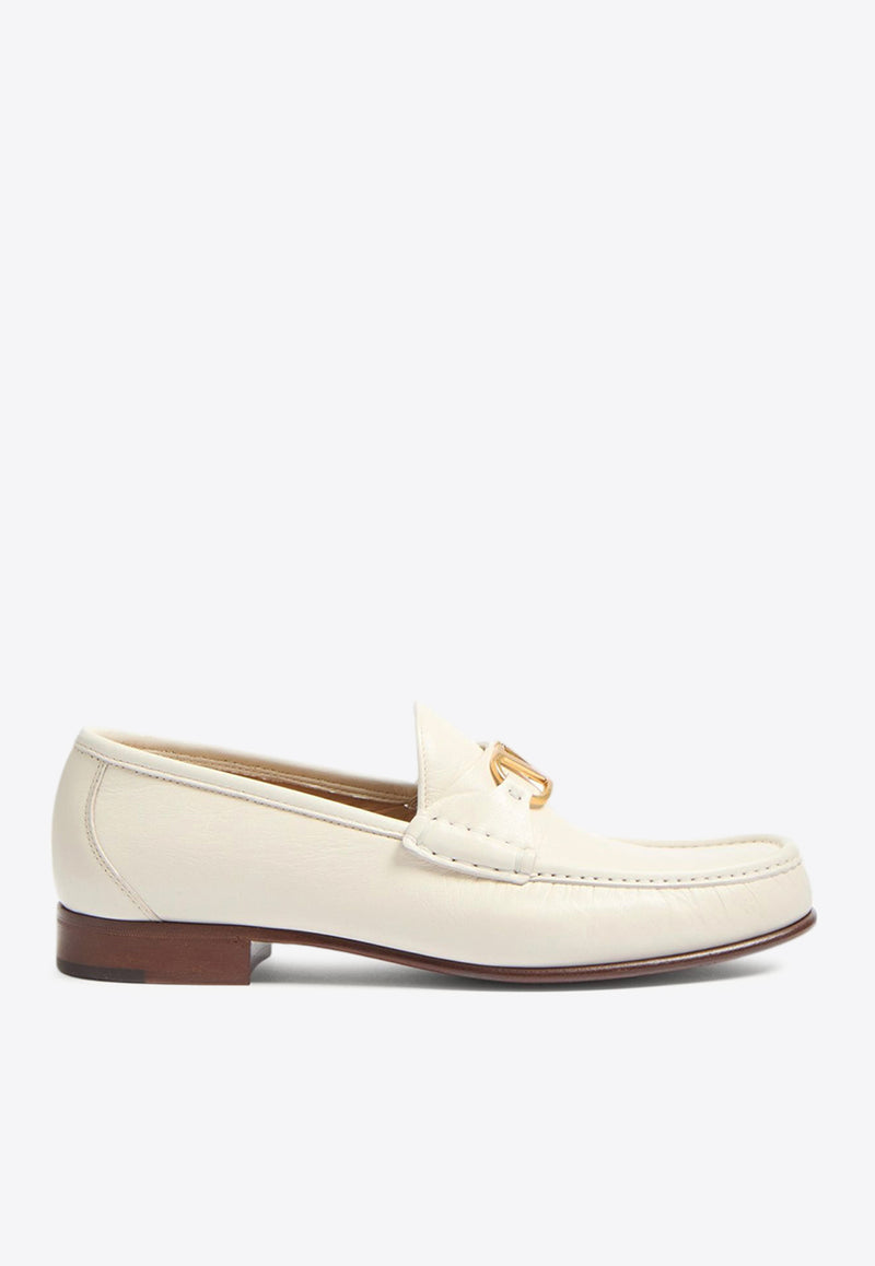 Valentino VLogo Signature Leather Loafers Ivory 6Y2S0J68VMH 098