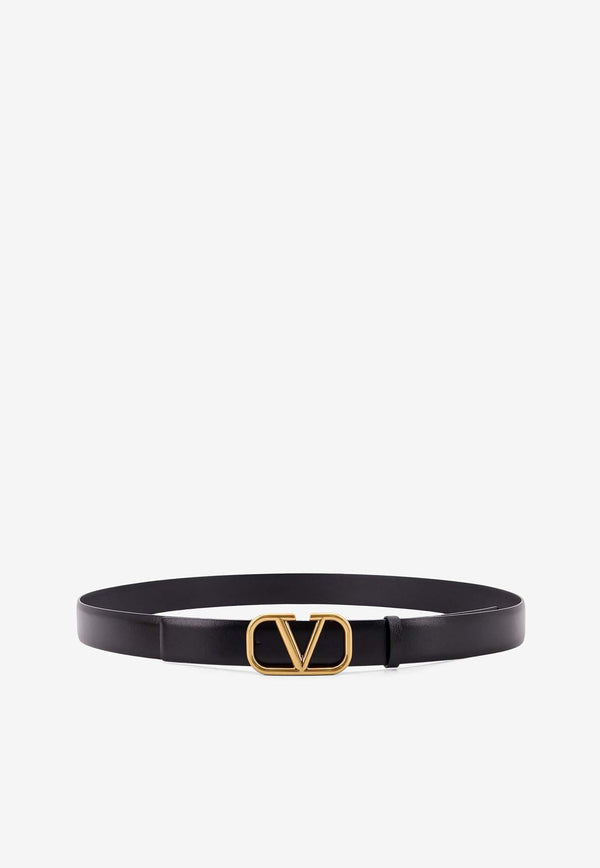 Valentino VLogo Buckle Leather Belt Black 6Y2T0Q90ECU_0NO