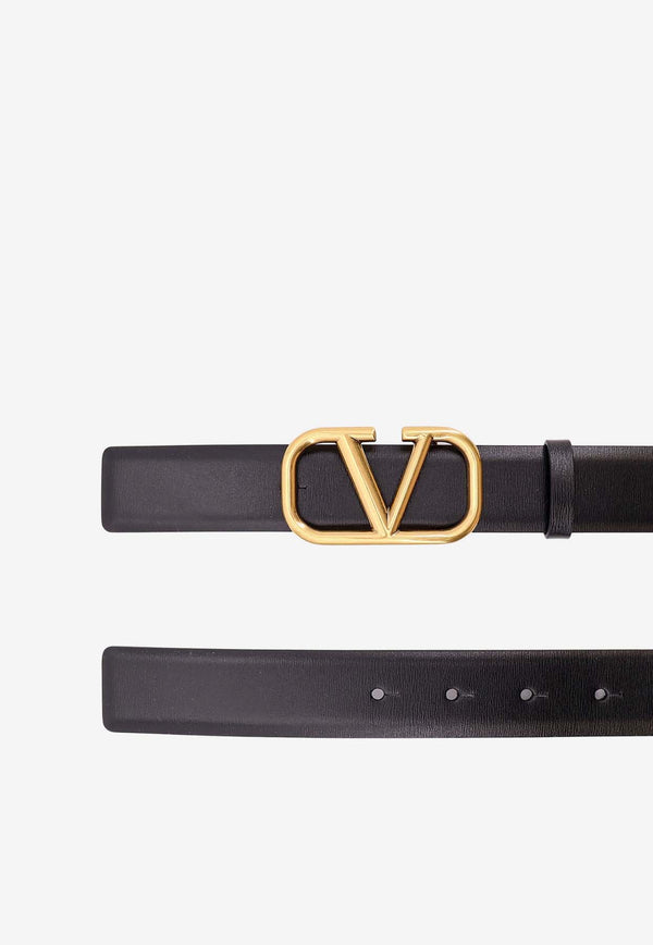 Valentino VLogo Buckle Leather Belt Black 6Y2T0Q90ECU_0NO