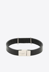 Saint Laurent Cassandre Leather Bracelet Black 7088150IH0E/O_YSL-1000