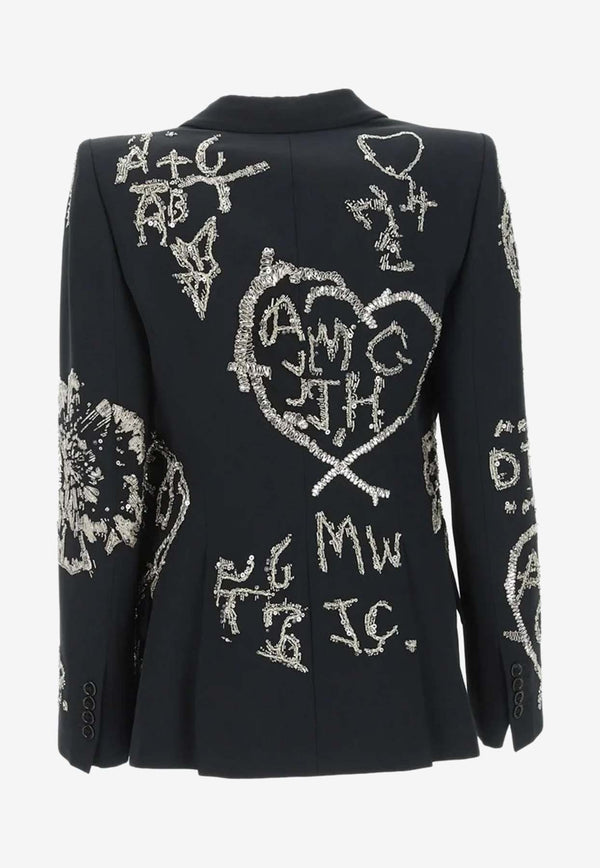 Alexander McQueen Embellished Single-Breasted Blazer Black 708834_QEAAA_1000