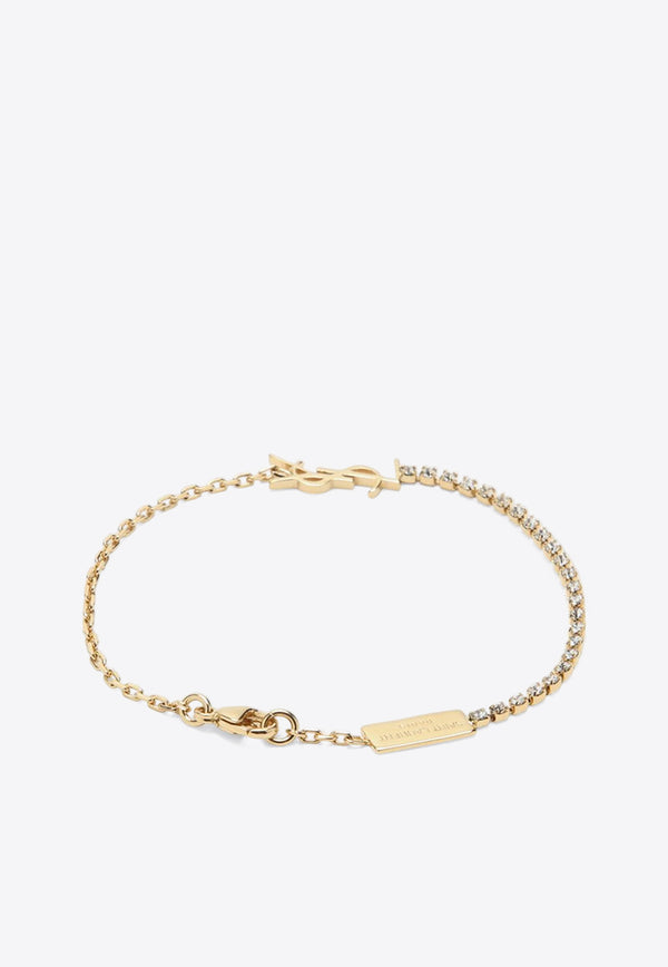 Saint Laurent Cassandre Charm Bracelet in Metal and Rhinestones Gold 712345Y1526/Q_YSL-8066