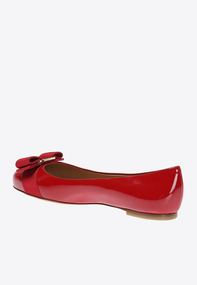 Salvatore Ferragamo Varina Leather Ballet Flats 01A181 VARINA 592125-ROSSO