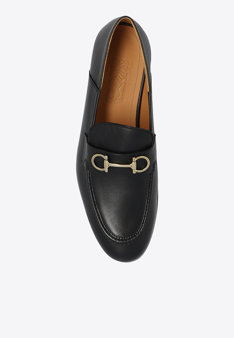 Salvatore Ferragamo Ottone Leather Loafers 01E100 OTTONE 758468-NERO