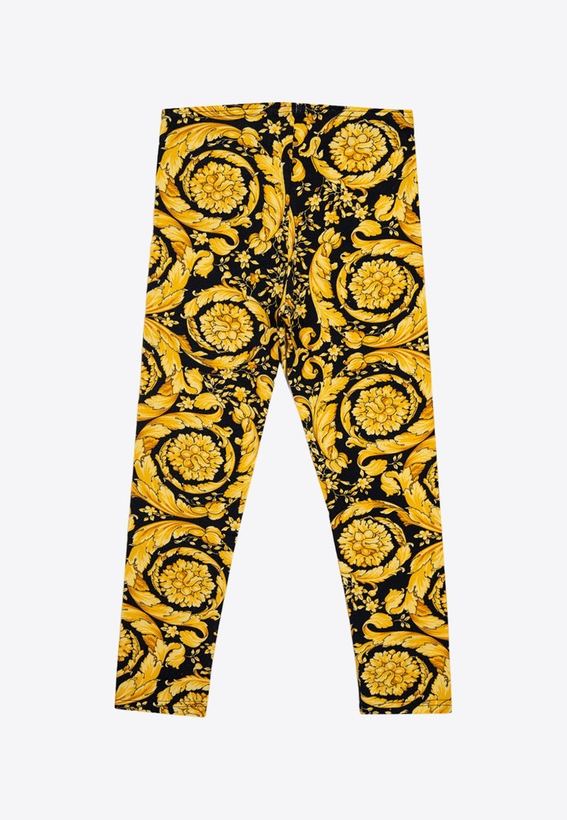 Versace Kids Baby Girls Barocco Print Leggings Yellow 1000205 1A02445-5B000