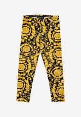 Versace Kids Baby Girls Barocco Print Leggings Yellow 1000205 1A02445-5B000