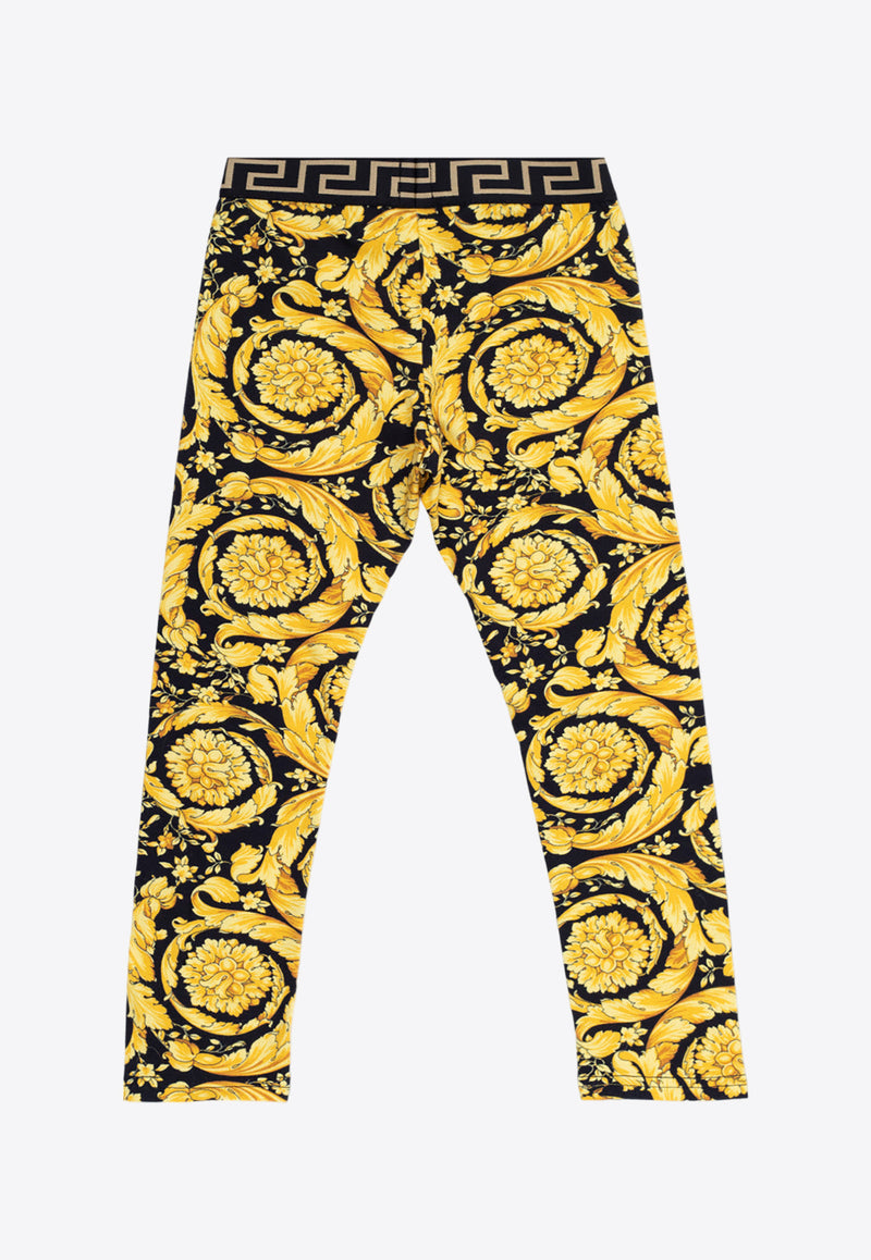 Versace Kids Girls Greca Waist Barocco Leggings Yellow 1000364 1A02445-5B000