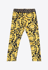 Versace Kids Girls Greca Waist Barocco Leggings Yellow 1000364 1A02445-5B000