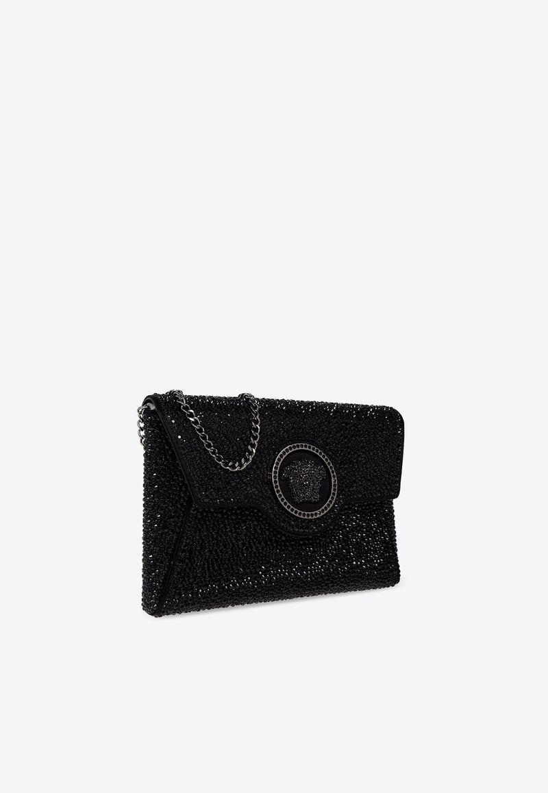 Versace Crystal-Embellished La Medusa Envelope Clutch 1003018 1A06487-1B00E