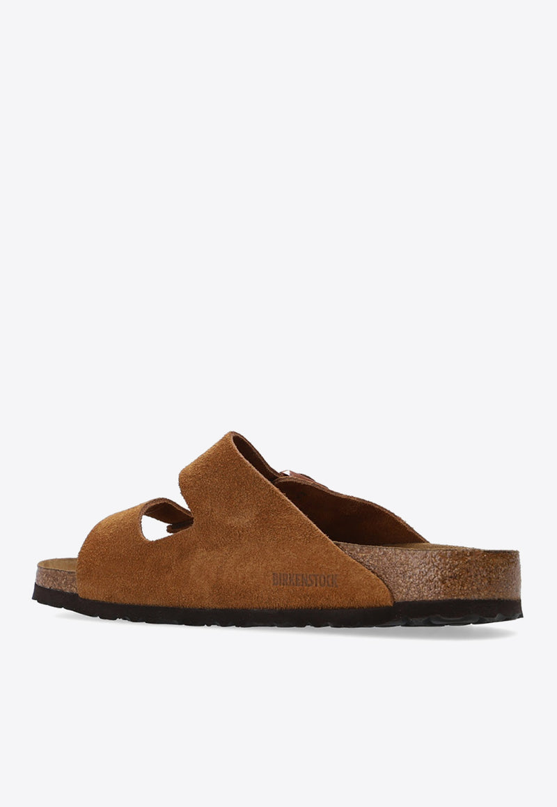 Birkenstock Arizona Logo-Detail Suede Slides 1009526 0-MINK