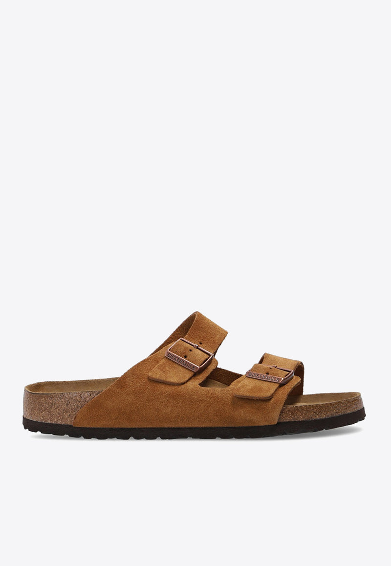 Birkenstock Arizona Logo-Detail Suede Slides 1009526 0-MINK