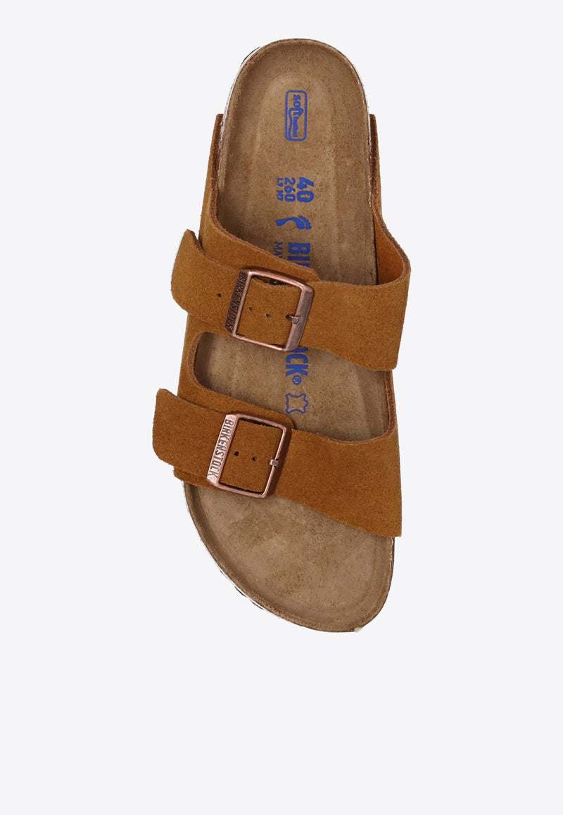 Birkenstock Arizona Logo-Detail Suede Slides 1009527 0-MINK