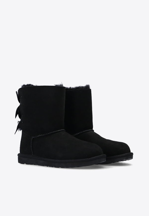 UGG Kids Girls Bailey Bow II Suede Snow Boots Black 1017394K 0-BLK