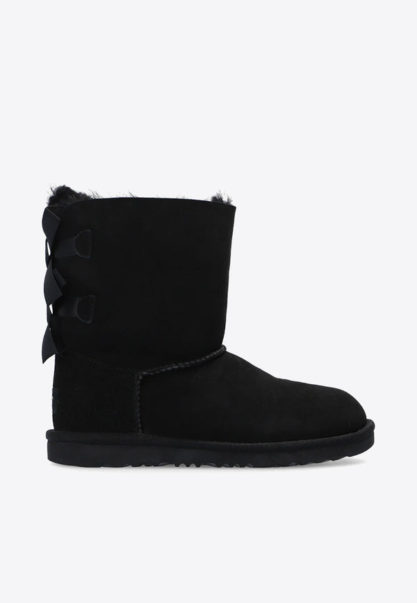 UGG Kids Girls Bailey Bow II Suede Snow Boots Black 1017394K 0-BLK