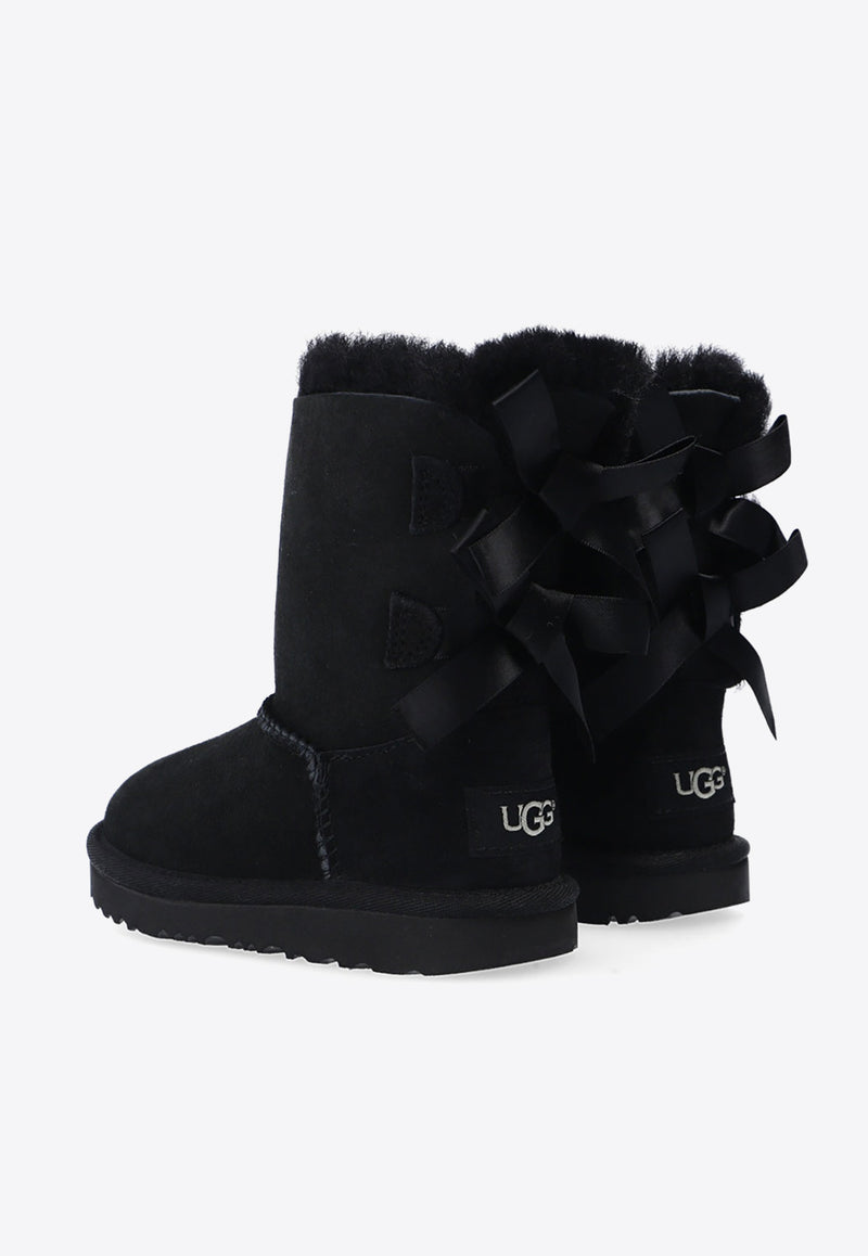 UGG Kids Girls Bailey Bow II Suede Snow Boots Black 1017394T 0-BLK