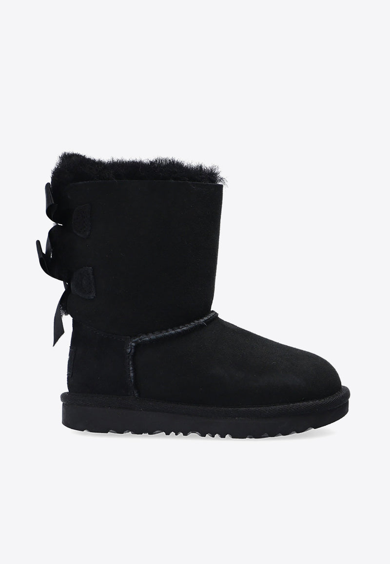 UGG Kids Girls Bailey Bow II Suede Snow Boots Black 1017394T 0-BLK