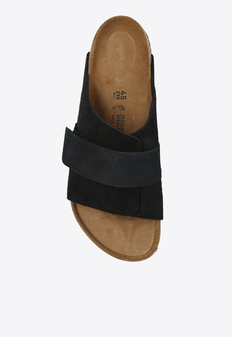 Birkenstock Kyoto Logo-Detailed Suede Slides Black